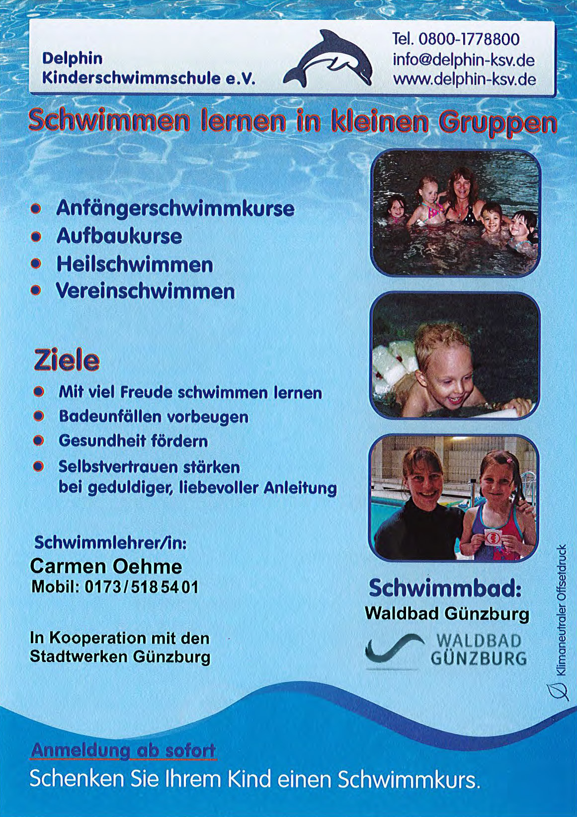 Flyer Schwimmschule Delphin Seite 1